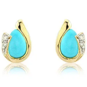 9ct Yellow Gold Turquoise & Diamond Earrings - MM7YDTQ