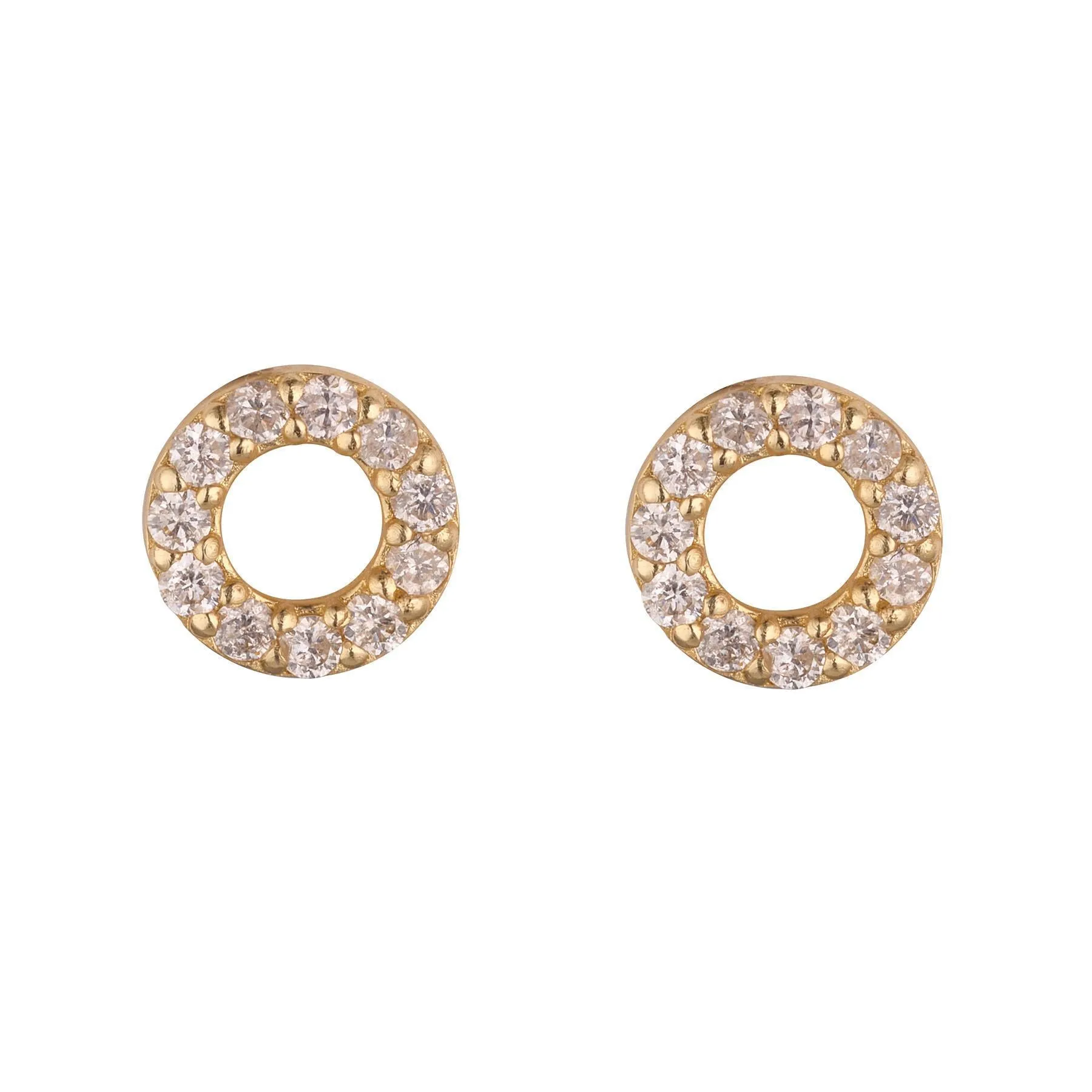 9kt Gold Natural Diamond Circle Mini Stud Earrings