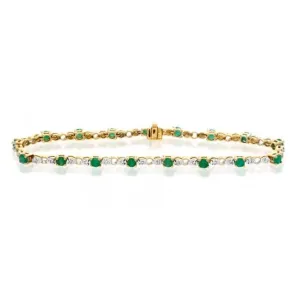 Acotis Diamonds 18K Gold 0.17ct Diamond Emerald Bracelet H1127