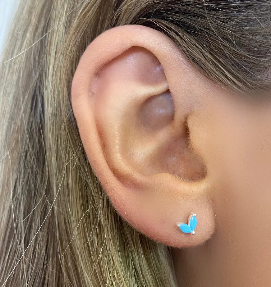 Aker Turquoise Silver Stud Earrings