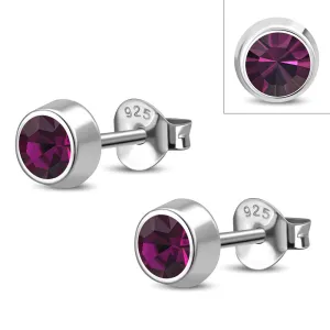 Amethyst CZ Sterling Silver Stud Earrings