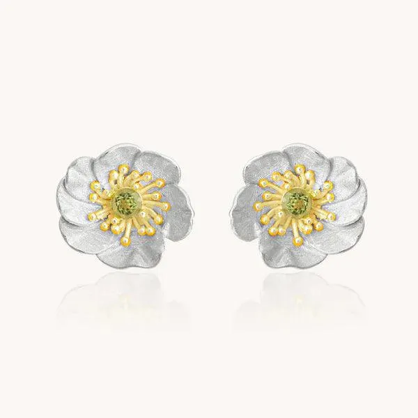 Anemone Sterling, 18K Gold, & Peridot Earrings