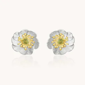 Anemone Sterling, 18K Gold, & Peridot Earrings