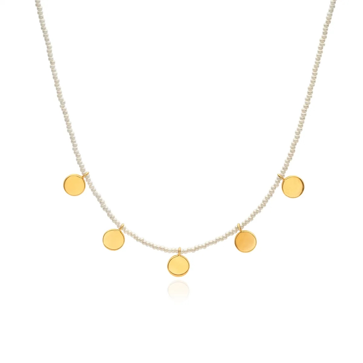 Anna Beck Multi Circle Beaded Pearl Necklace - Gold Plated