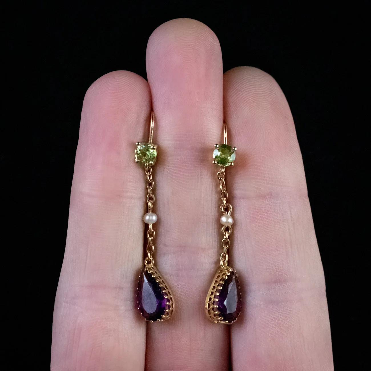 Antique Edwardian Suffragette Earrings 9Ct Gold Circa 1910