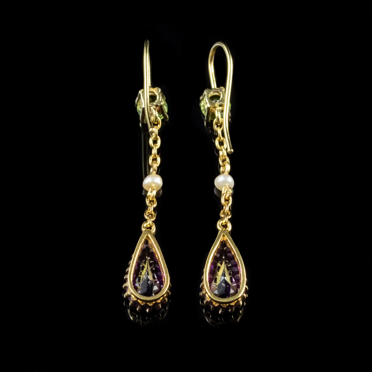 Antique Edwardian Suffragette Earrings 9Ct Gold Circa 1910