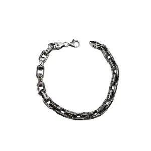 Antique Finish Cable Link Bracelet (Silver)