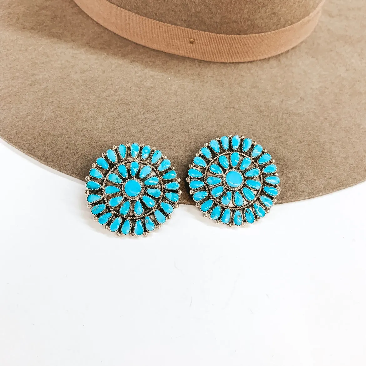 Arthur J Williams | Navajo Handmade Sterling Silver Circle Cluster Stud Earrings