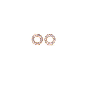 Ashley Gold Sterling Silver Gold Plated CZ Open Circle Design Stud Earrings