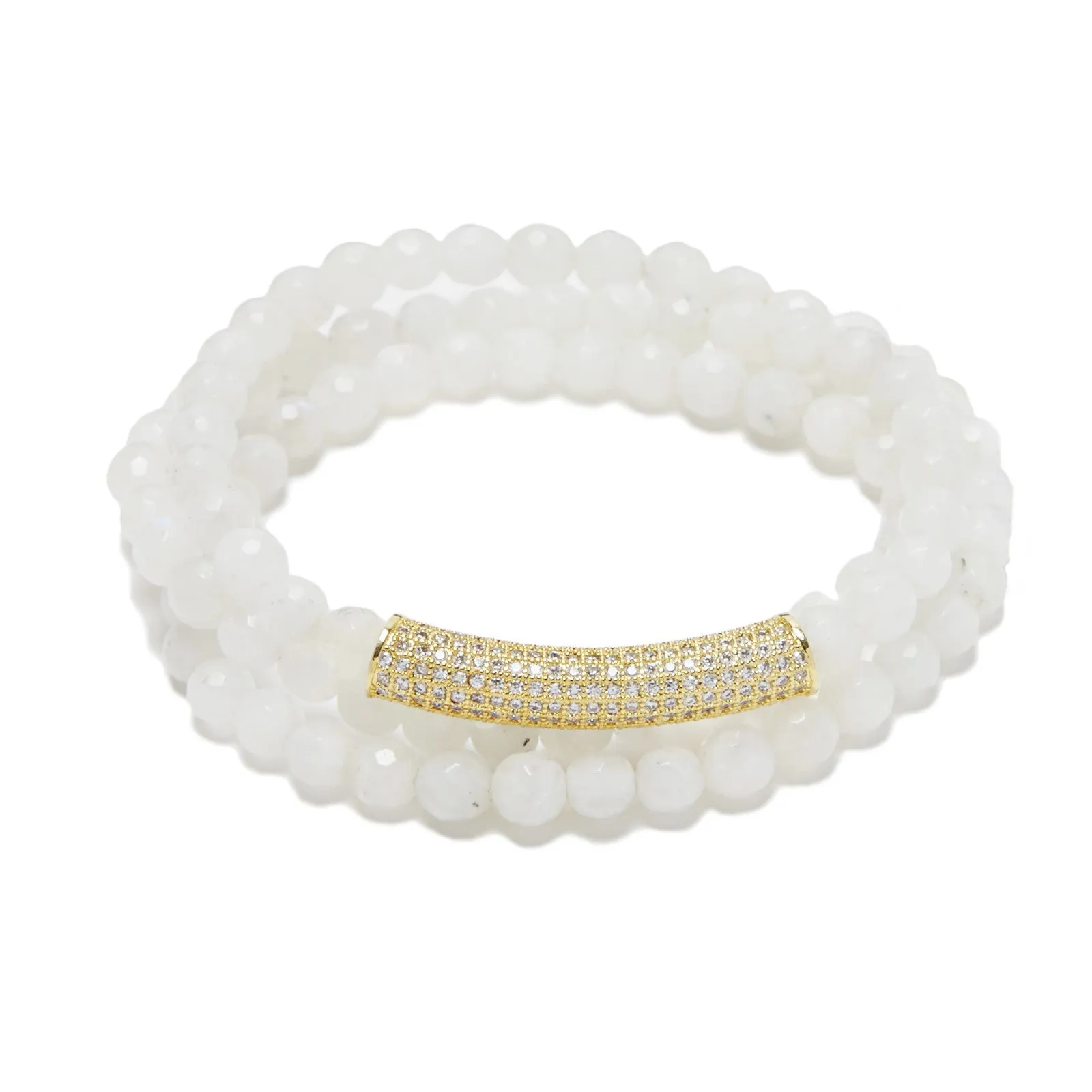 Bar Bracelet - white moonstone / gold