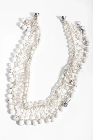 Beaded Collar Chain Duo Stone Necklace