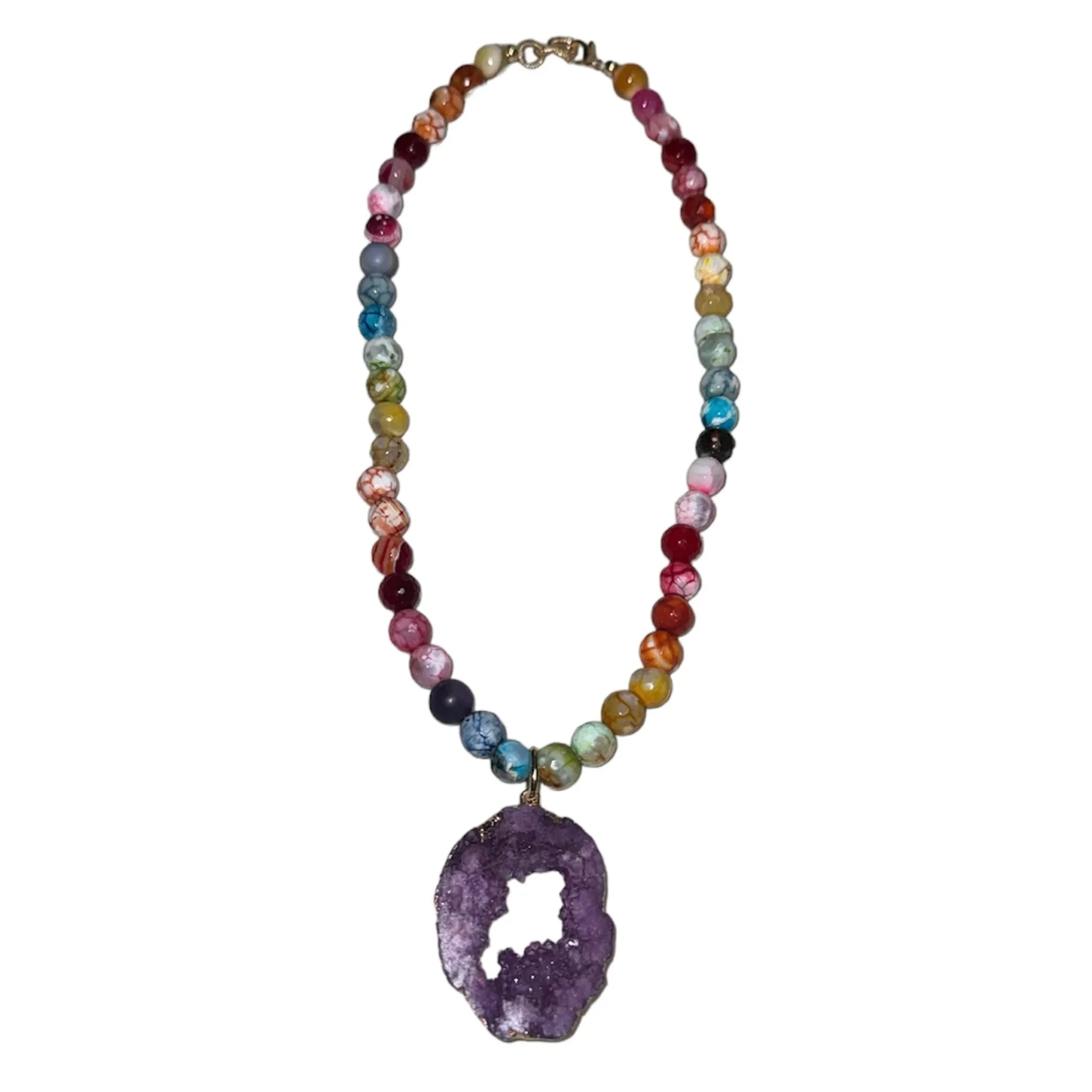 Beaded druzy necklace