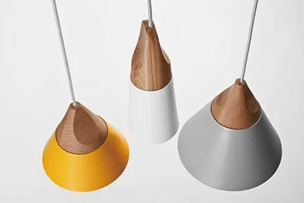 Benigna Cone Shaped Wood Detail Pendant