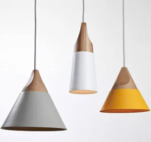 Benigna Cone Shaped Wood Detail Pendant