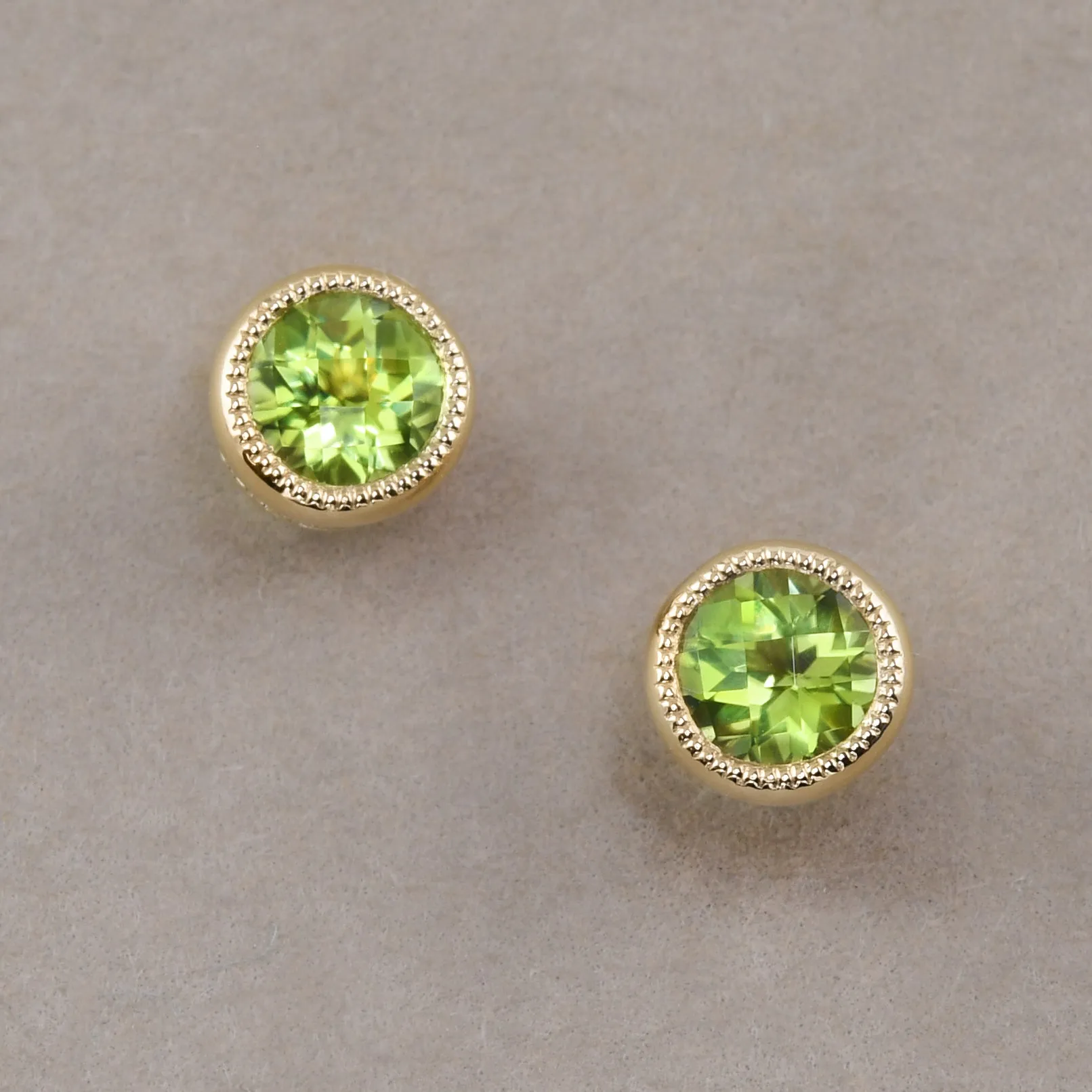 Bezel-Set Peridot Studs