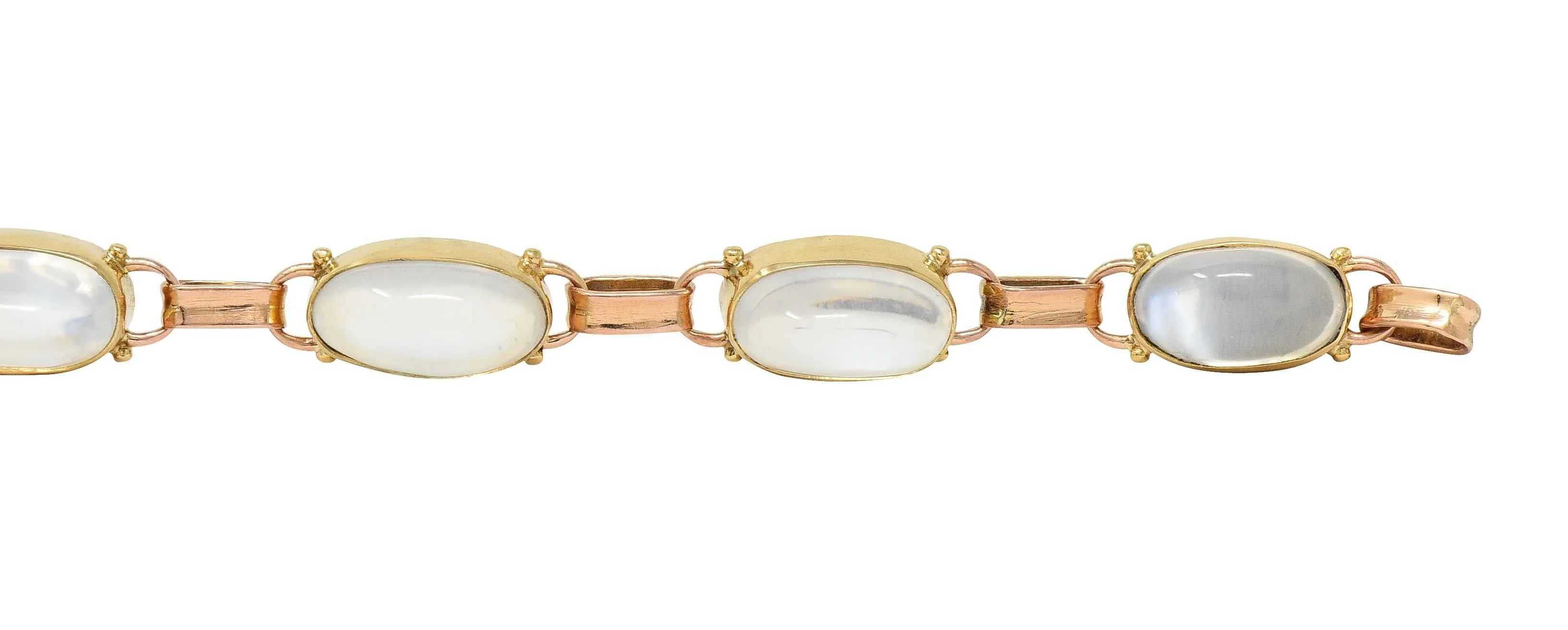 Binder Bros. Retro Moonstone 14 Karat Two-Tone Gold Vintage Link Bracelet