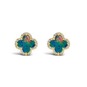 Black Opal Clover Earrings