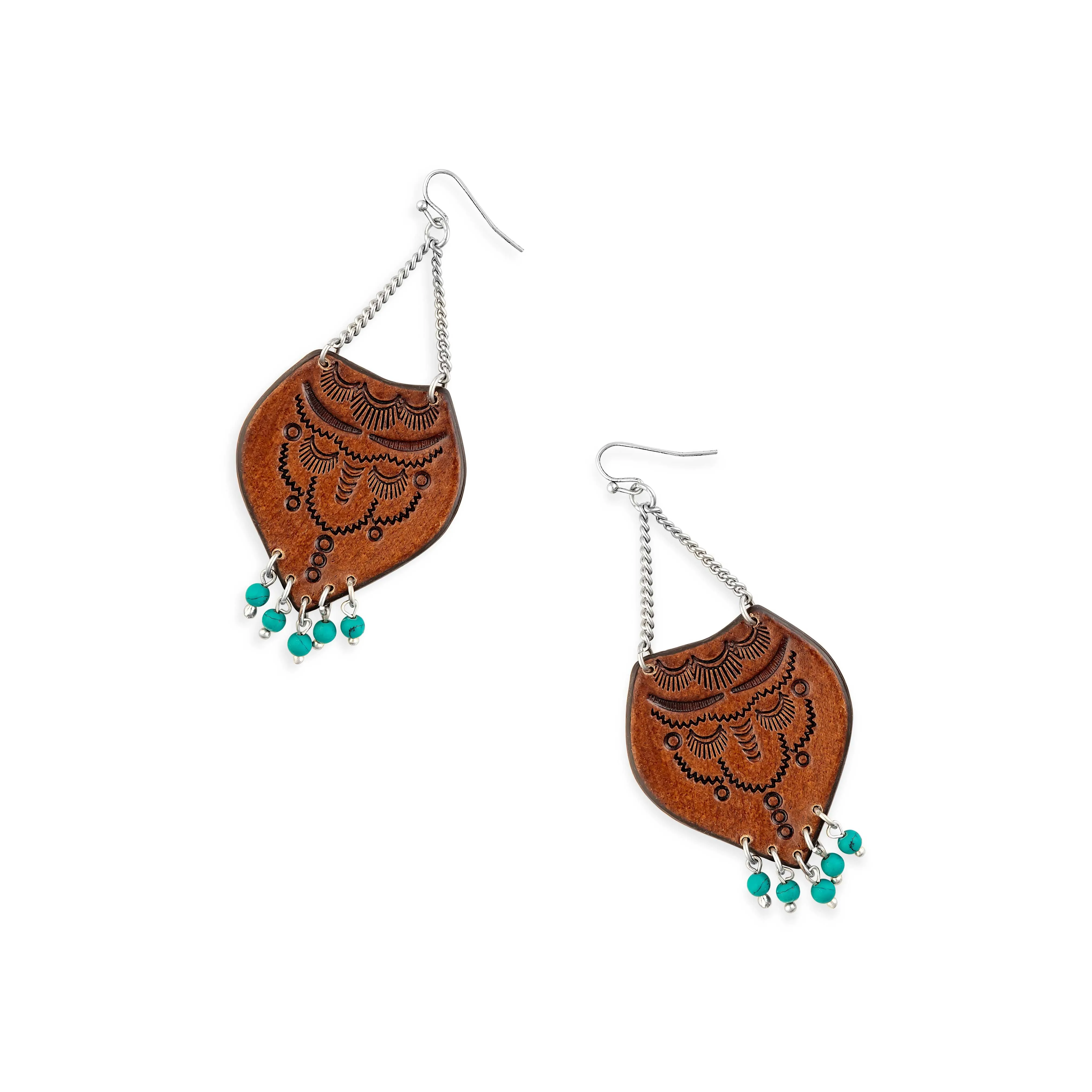 Blazing Mesa Hand-Tooled Leather Earrings