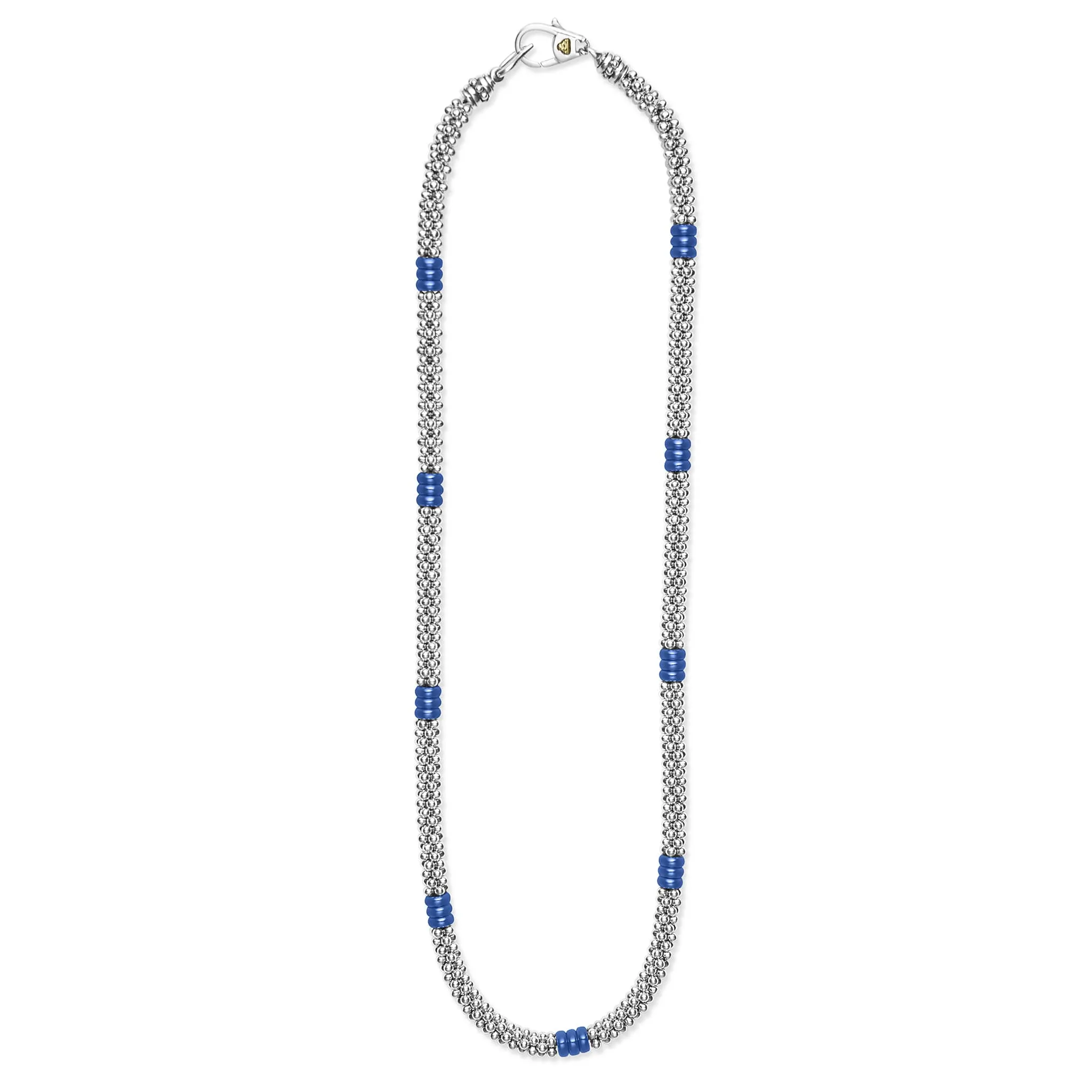 Blue Caviar Ceramic Three Bead Station Caviar Necklace