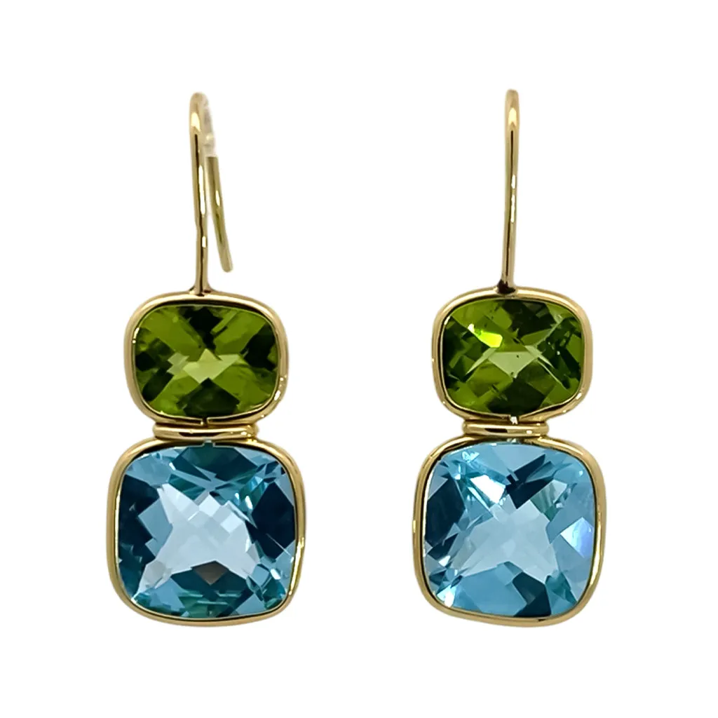 Blue Topaz and Peridot Earrings