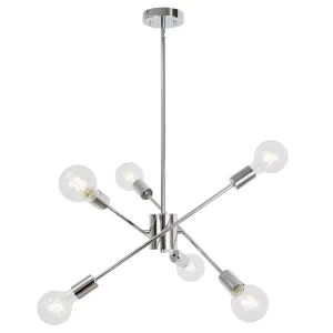 BONLICHT 6 Lights Modern Pendant Light Fixture Hanging Chrome Sputnik Chandelier