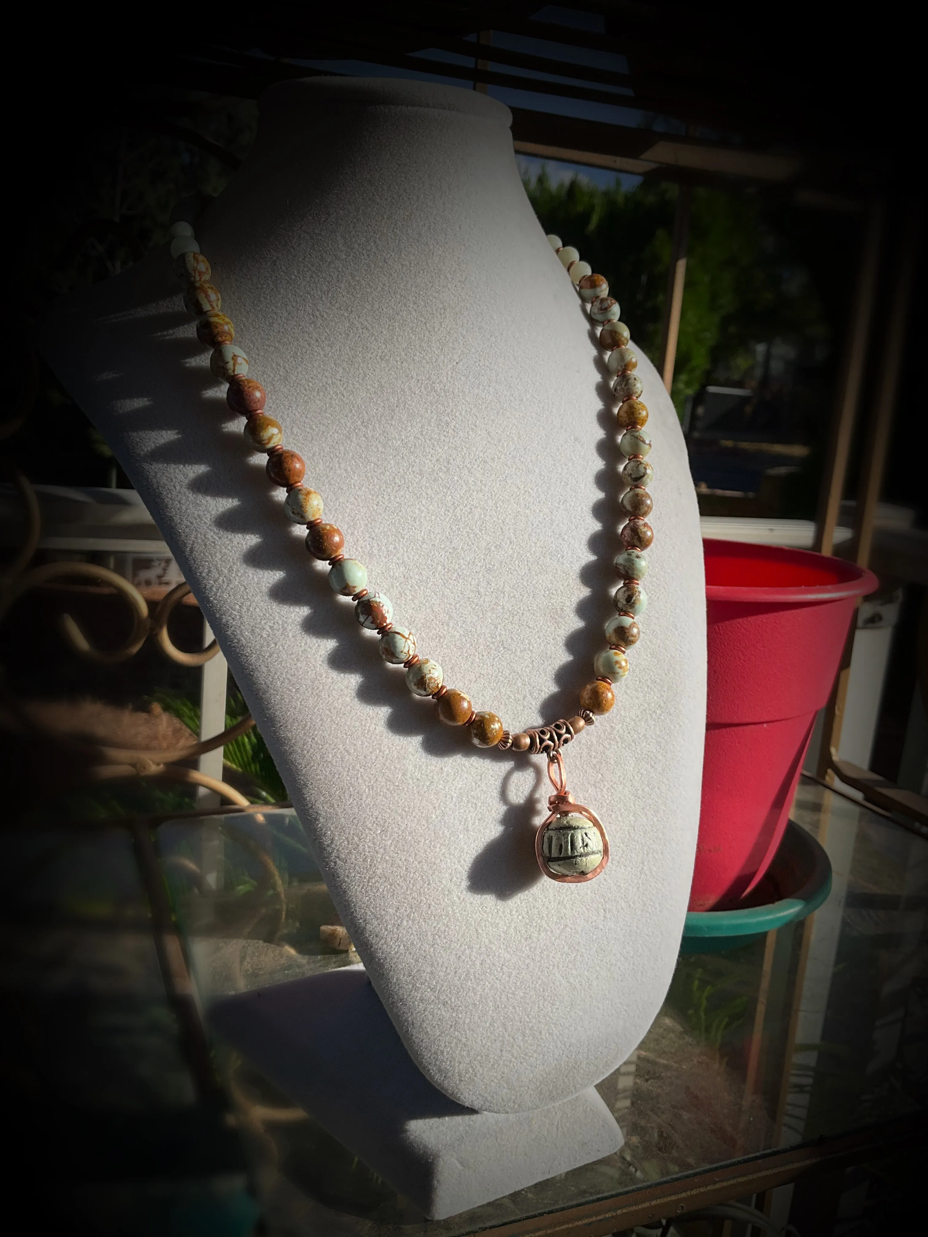 Brazilian Pine Stone and Amazonite Jewelry Set