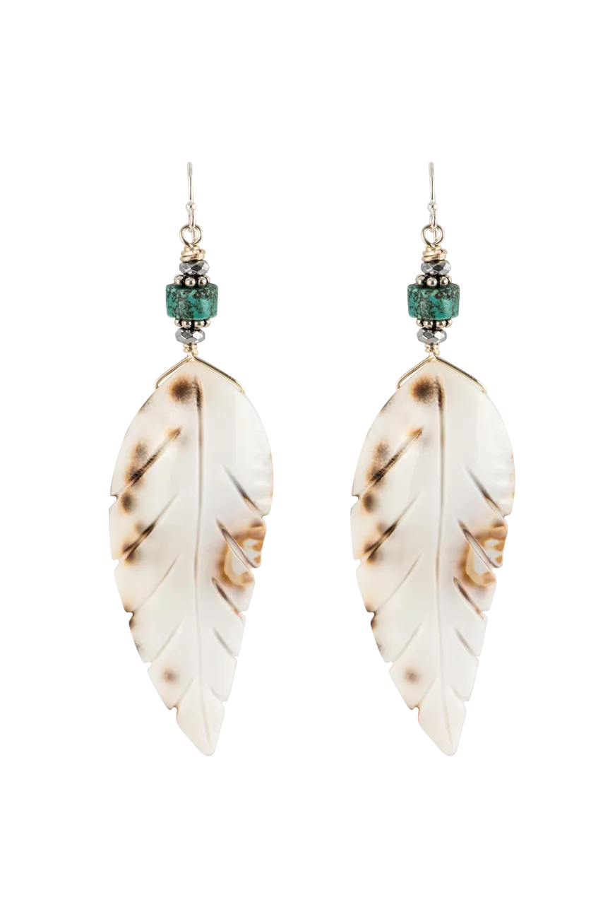 Breathe Deep Feather Shell Earrings