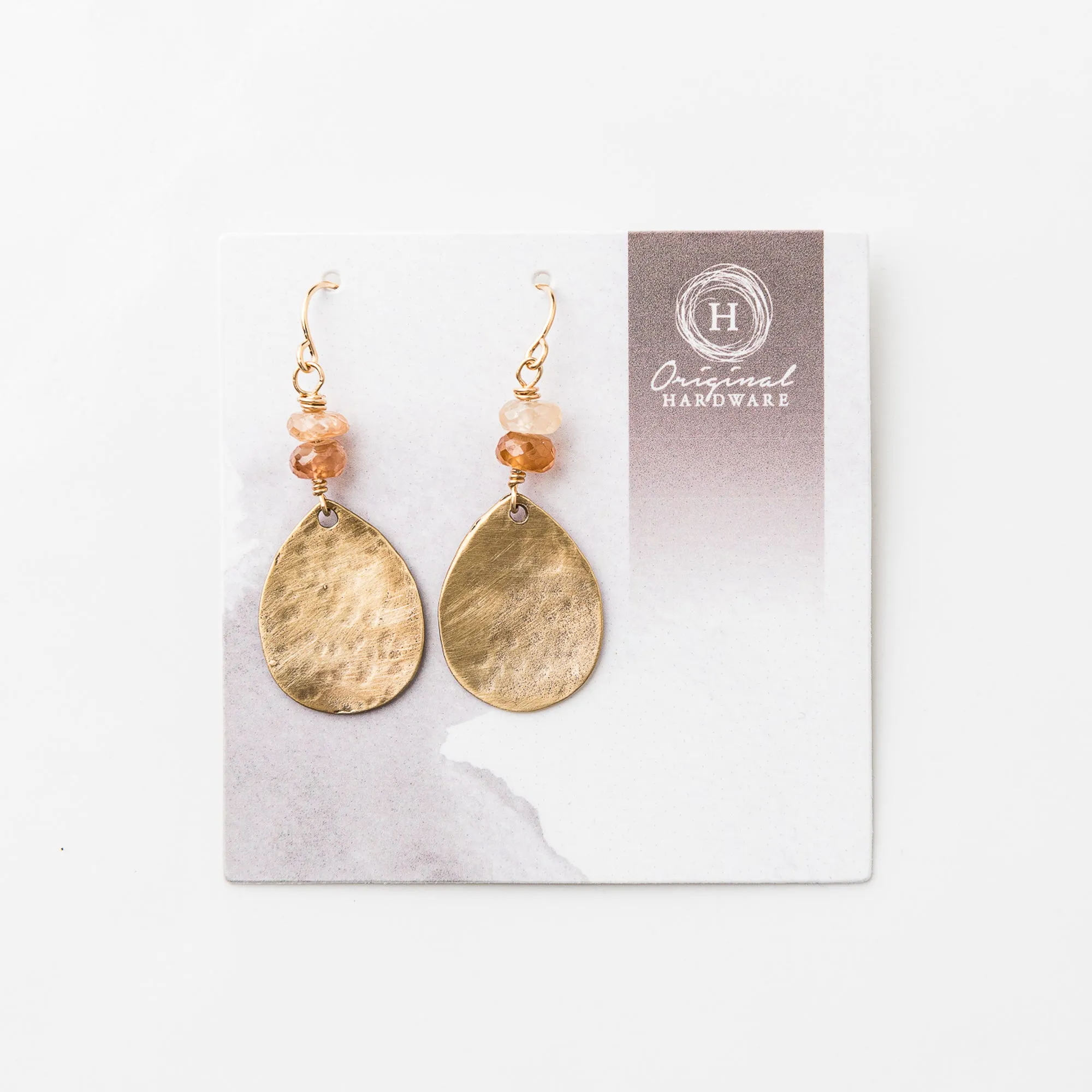 Champagne Zircon Bronze Teardrop Earrings