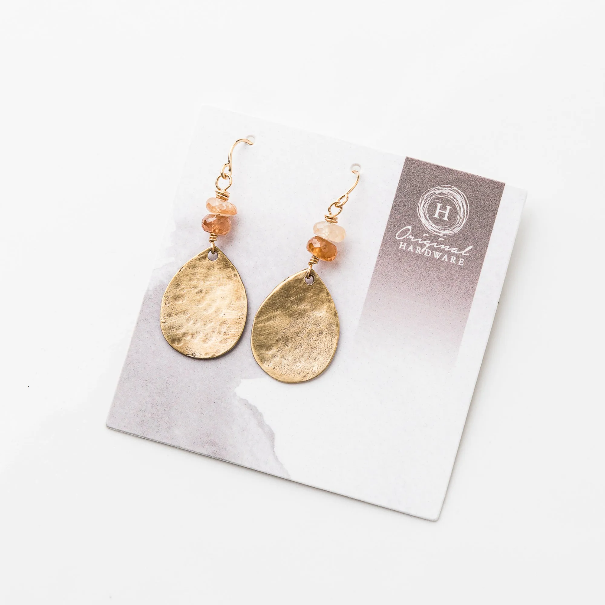 Champagne Zircon Bronze Teardrop Earrings