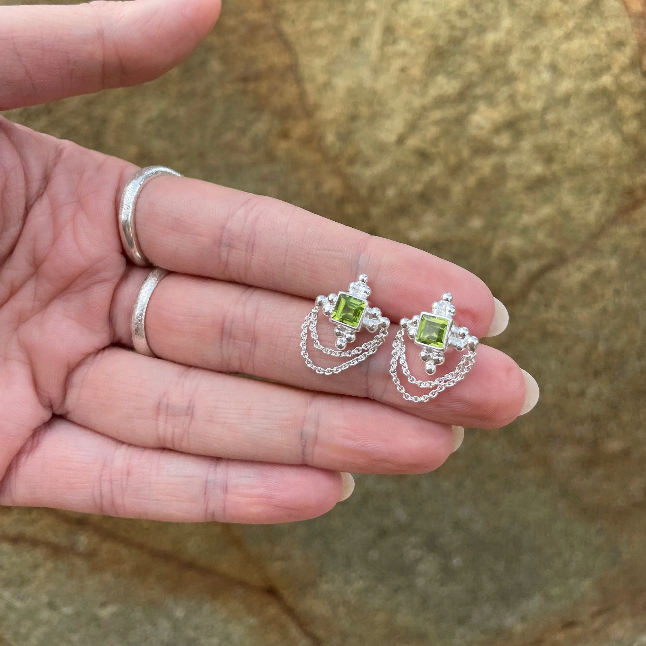 Chloe Sterling Silver Green Peridot Earrings