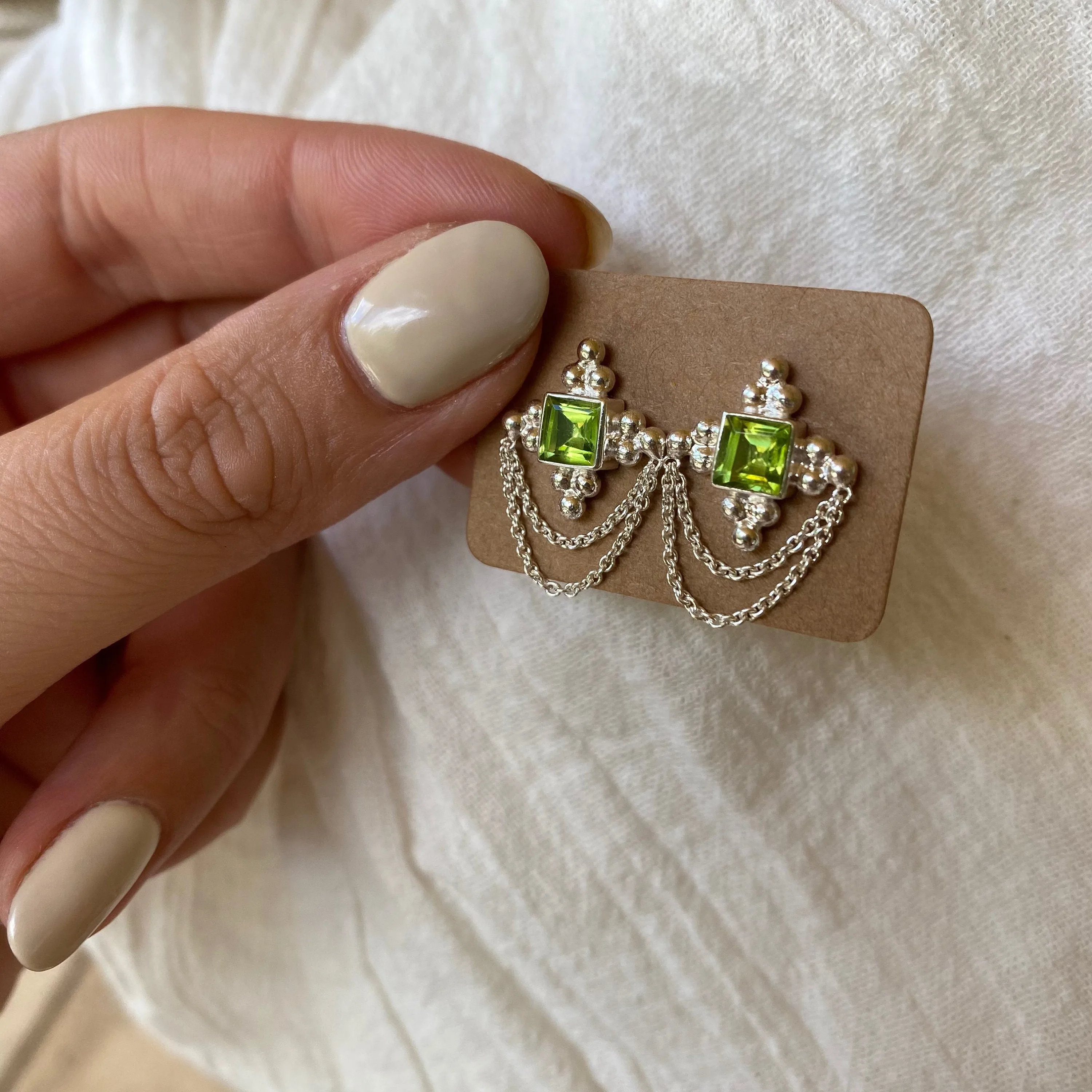 Chloe Sterling Silver Green Peridot Earrings