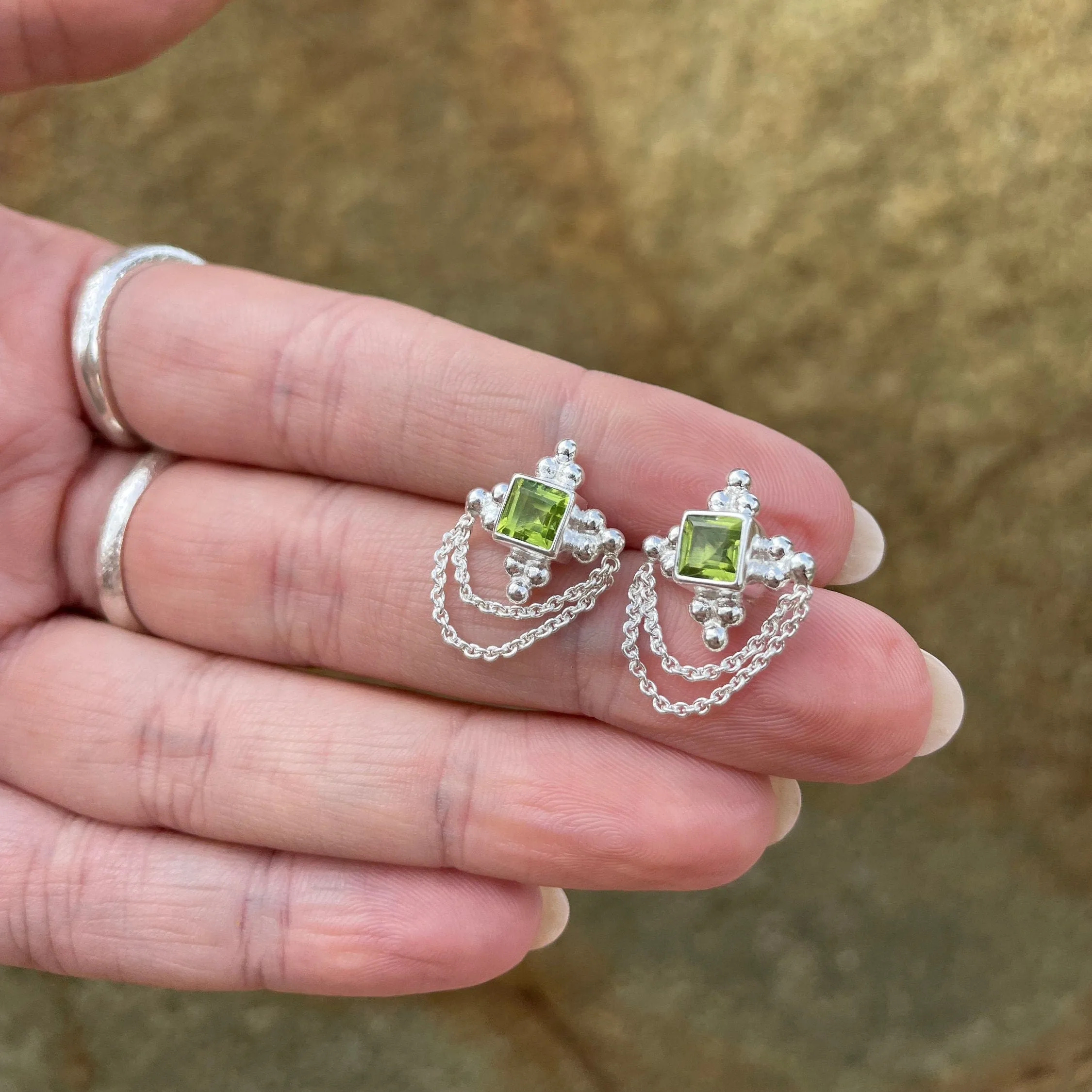 Chloe Sterling Silver Green Peridot Earrings