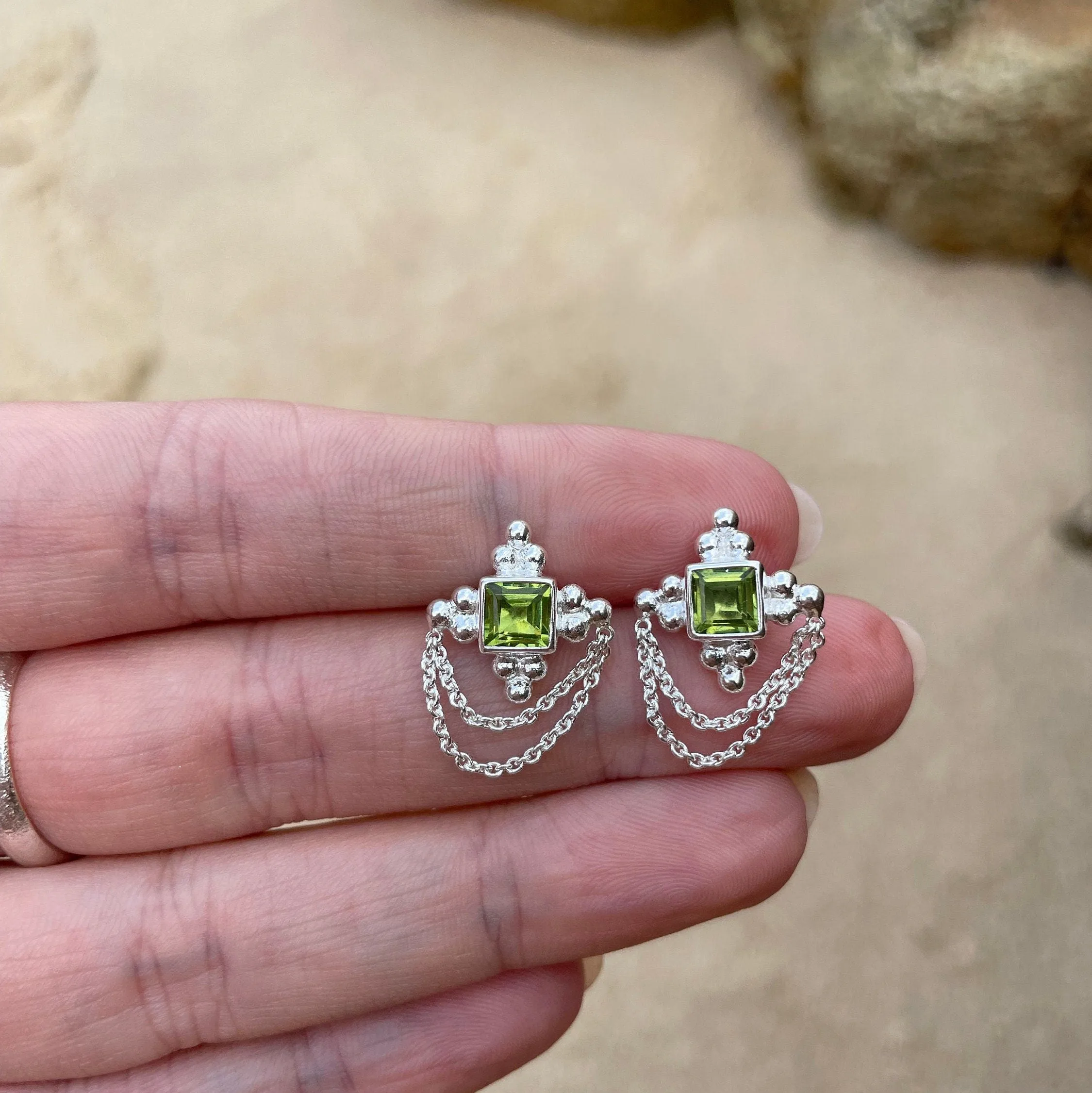 Chloe Sterling Silver Green Peridot Earrings