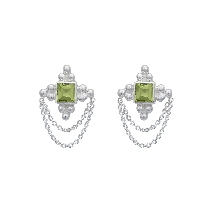 Chloe Sterling Silver Green Peridot Earrings