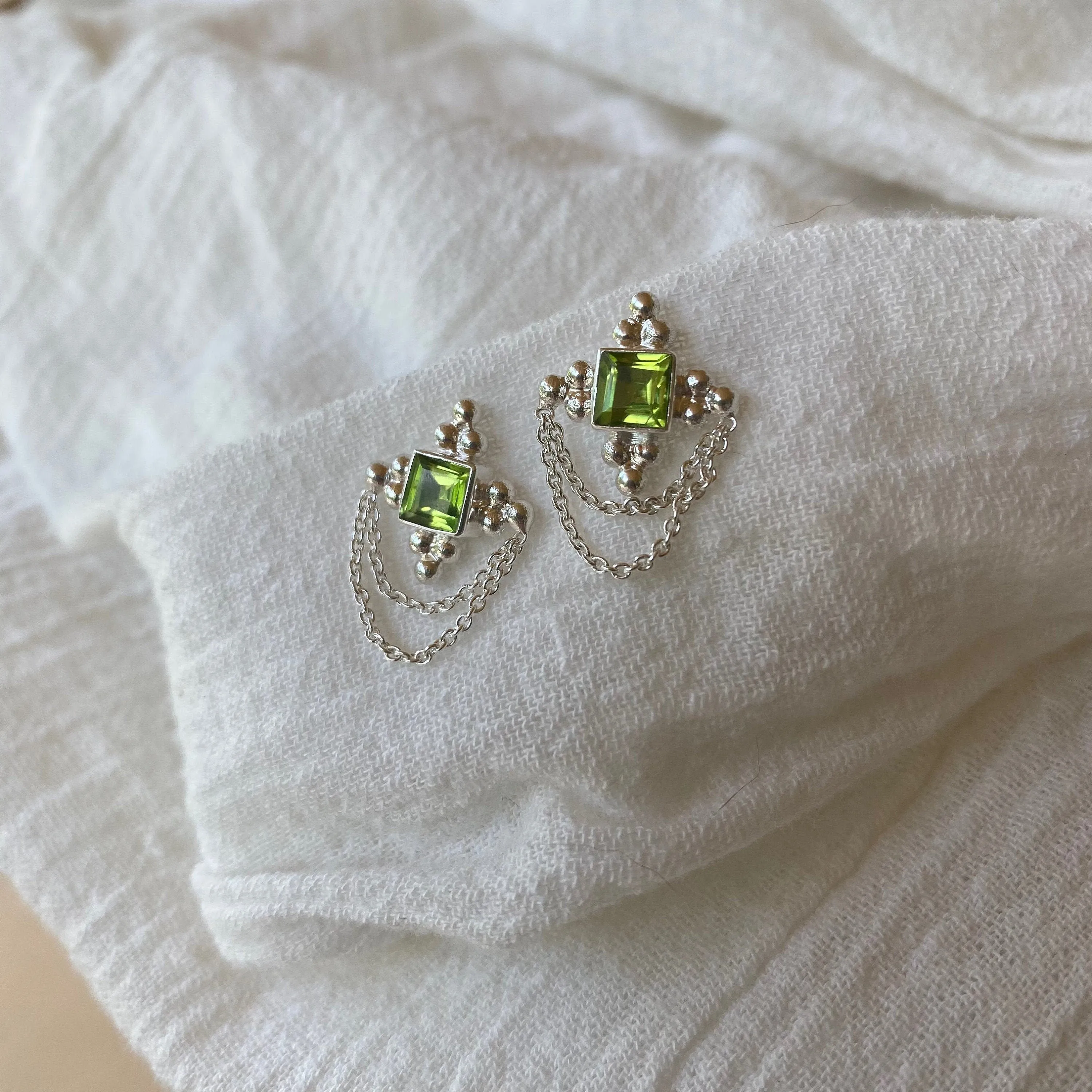 Chloe Sterling Silver Green Peridot Earrings