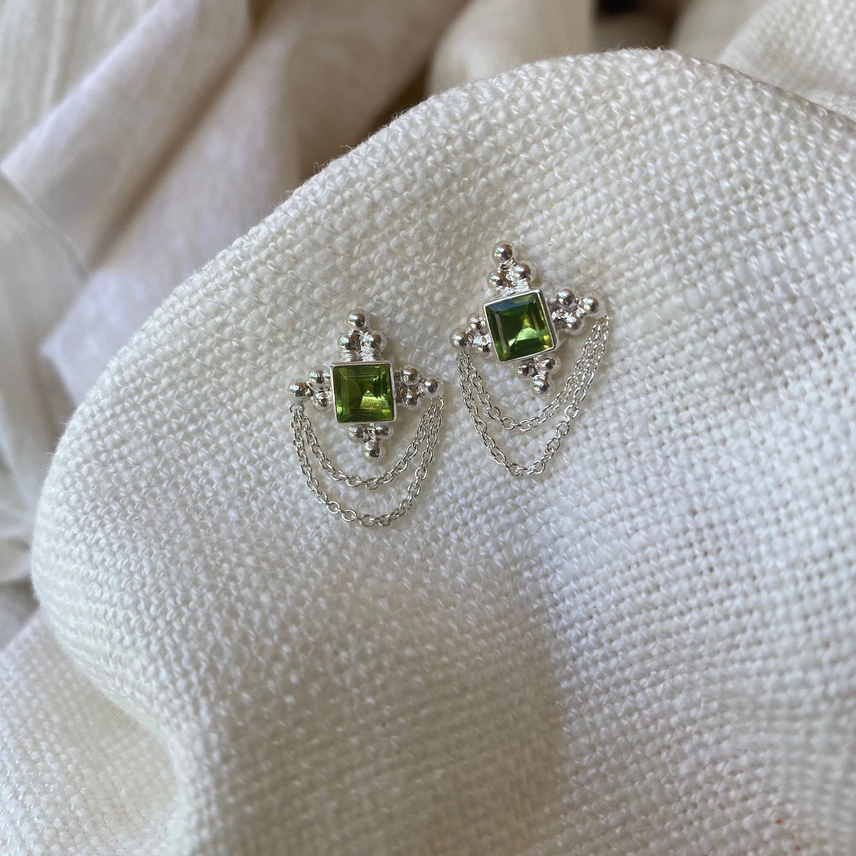 Chloe Sterling Silver Green Peridot Earrings