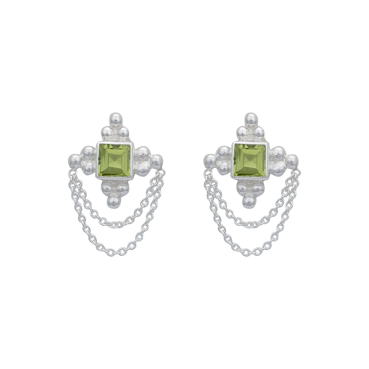 Chloe Sterling Silver Green Peridot Earrings