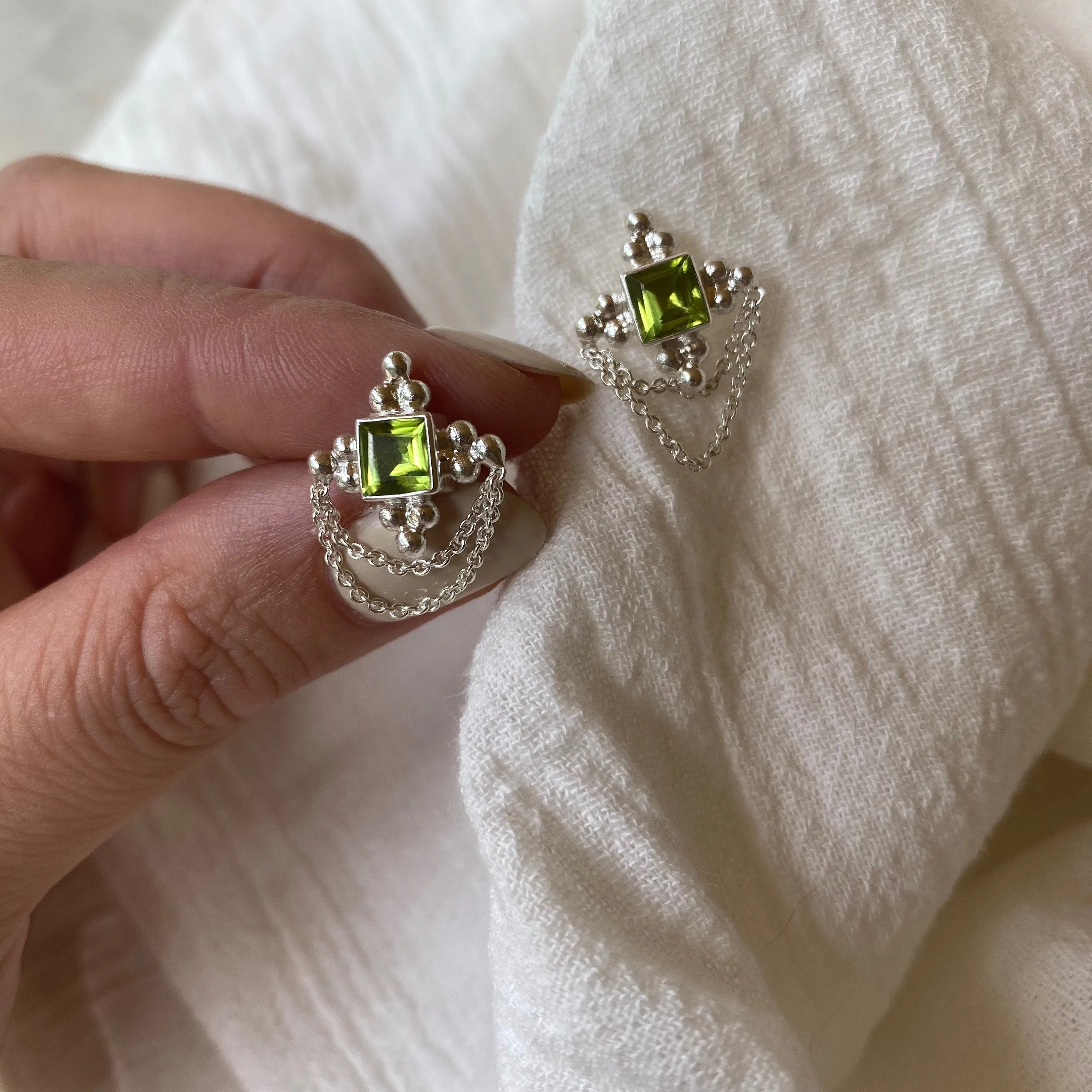 Chloe Sterling Silver Green Peridot Earrings