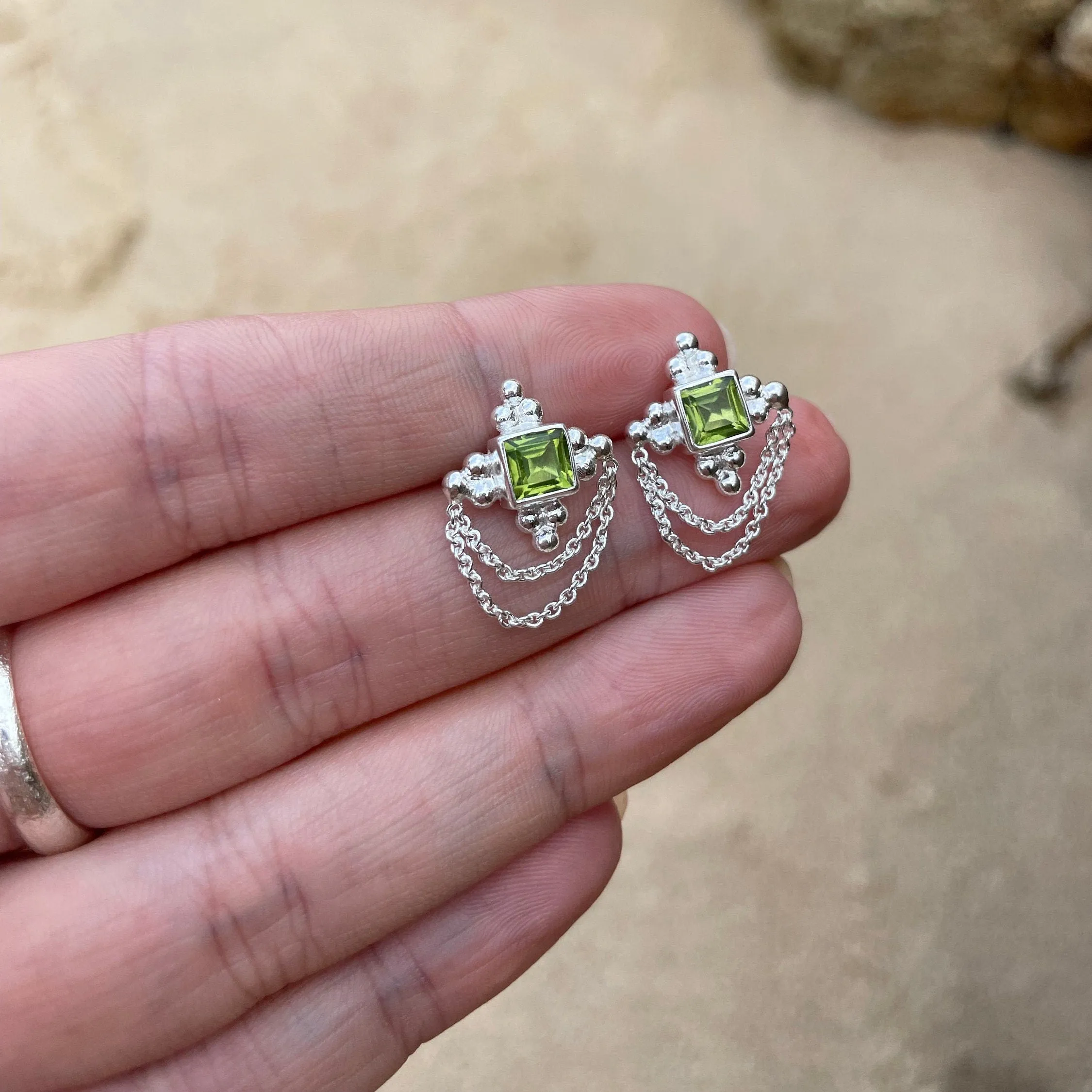 Chloe Sterling Silver Green Peridot Earrings