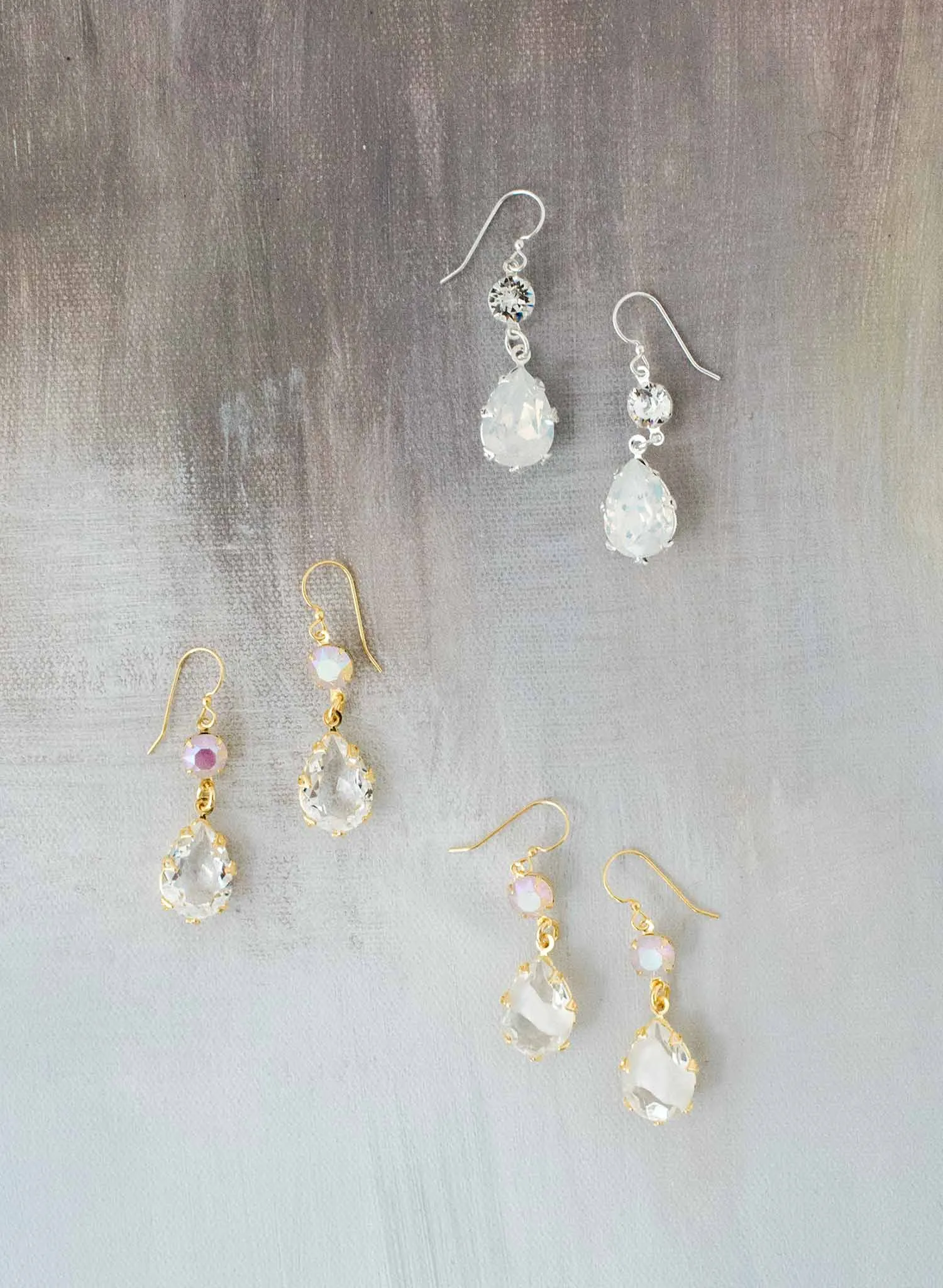 Classic pear crystal drop earrings - Style #9030