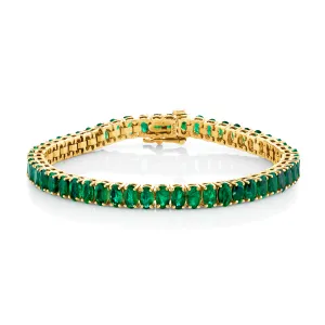 COLOMBIAN EMERALD OVAL TENNIS BRACELET, 14cts