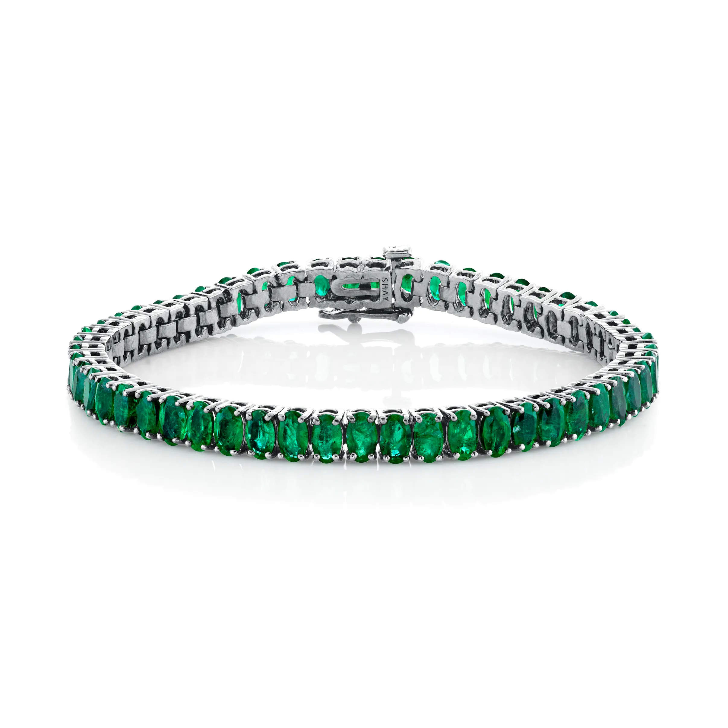 COLOMBIAN EMERALD OVAL TENNIS BRACELET, 14cts