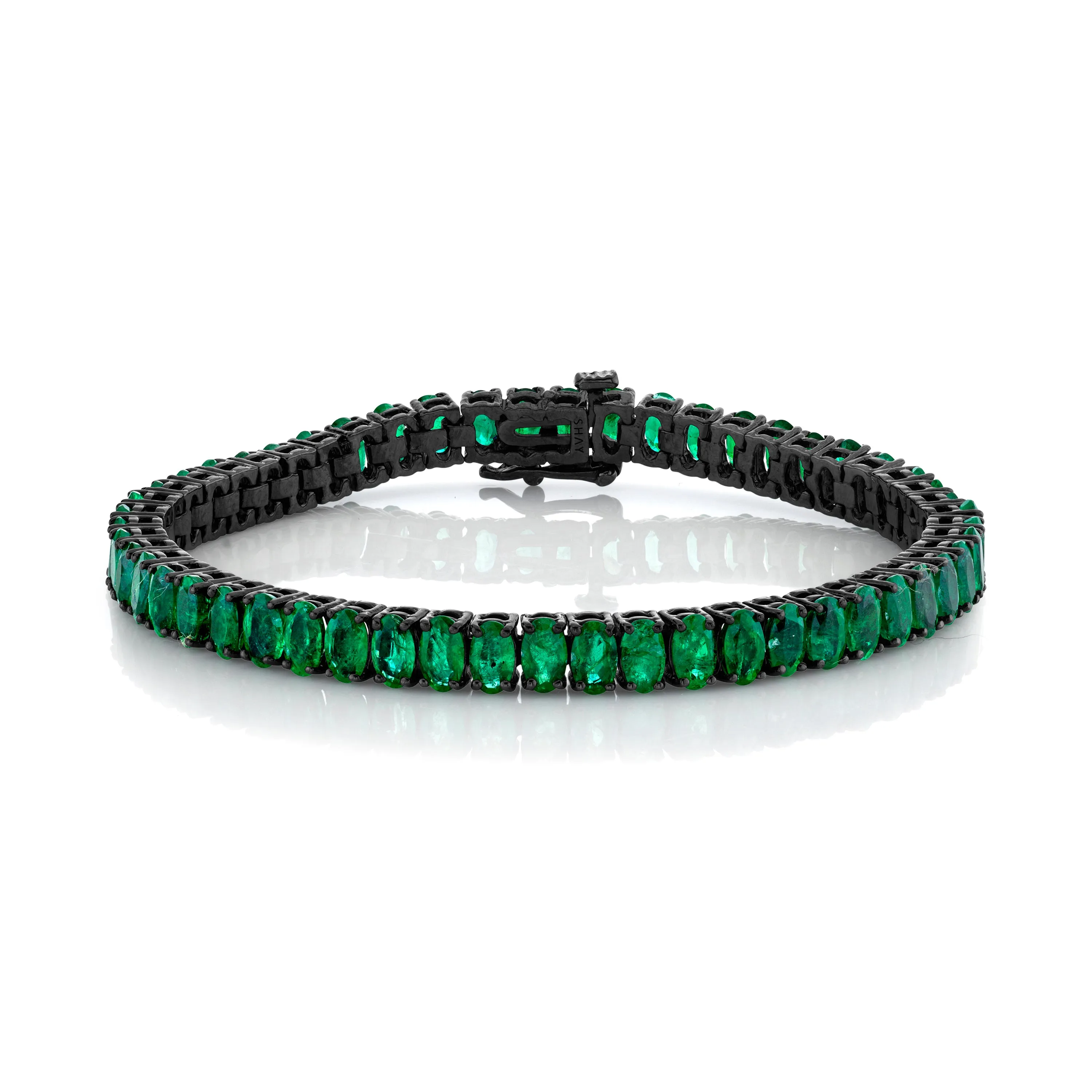 COLOMBIAN EMERALD OVAL TENNIS BRACELET, 14cts