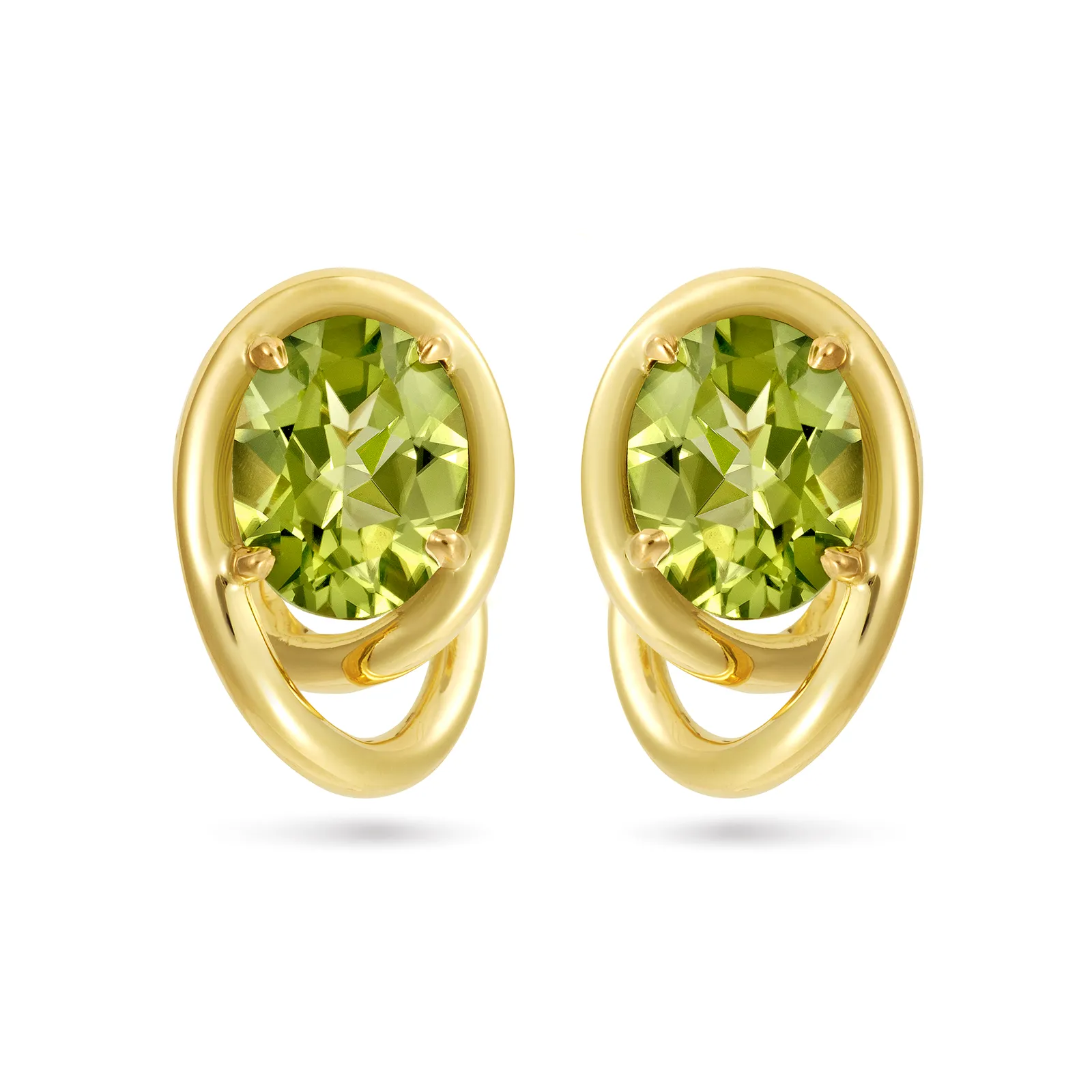 Contour Swirl Peridot and Yellow Gold Earrings