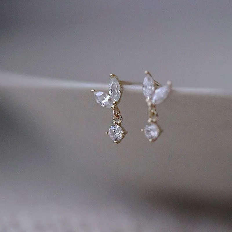 Crystal Wings 925 Sterling Silver Stud Earrings