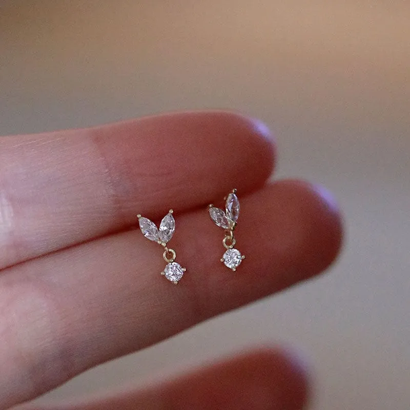 Crystal Wings 925 Sterling Silver Stud Earrings