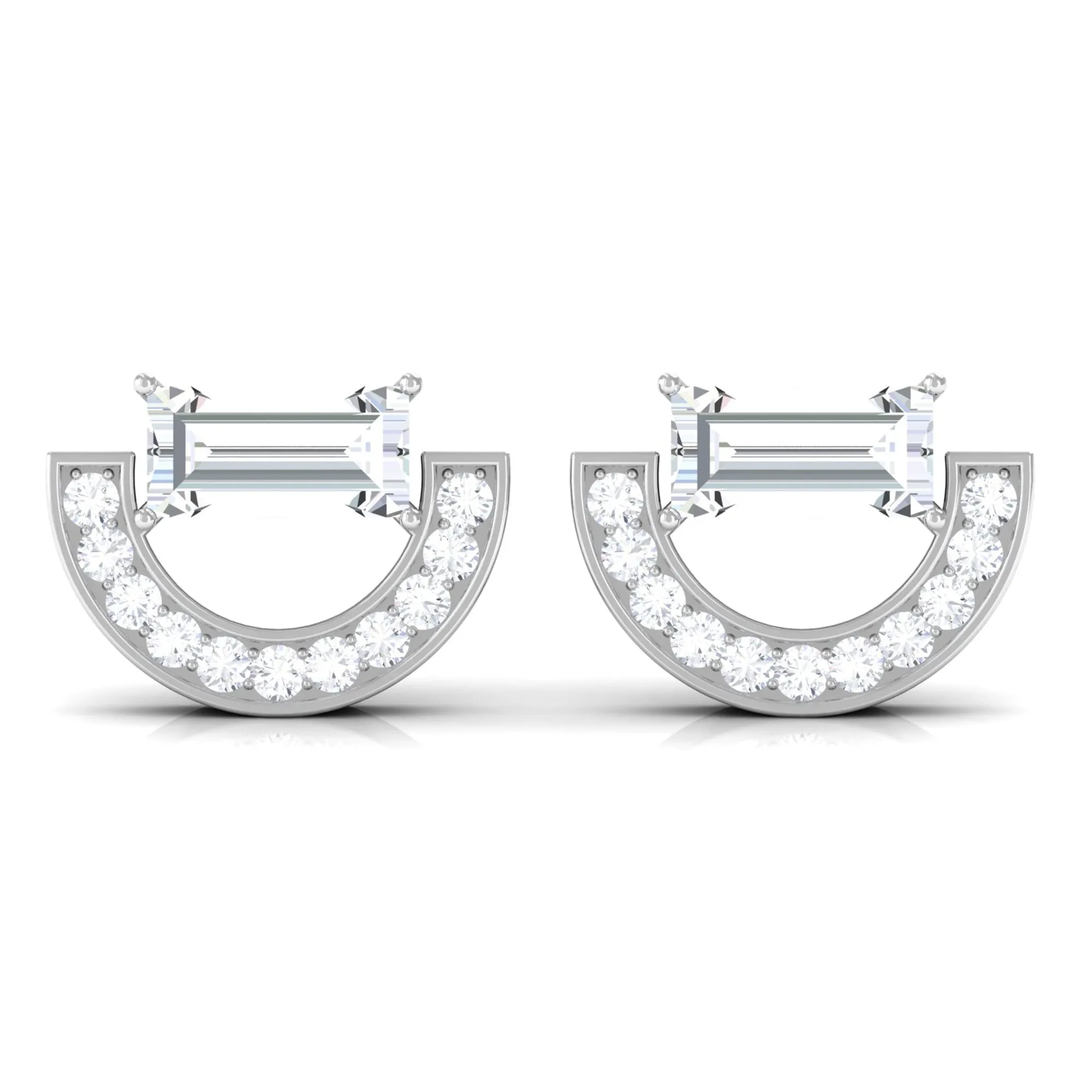 Cubic Zirconia Minimal Stud Earrings with Screw Back