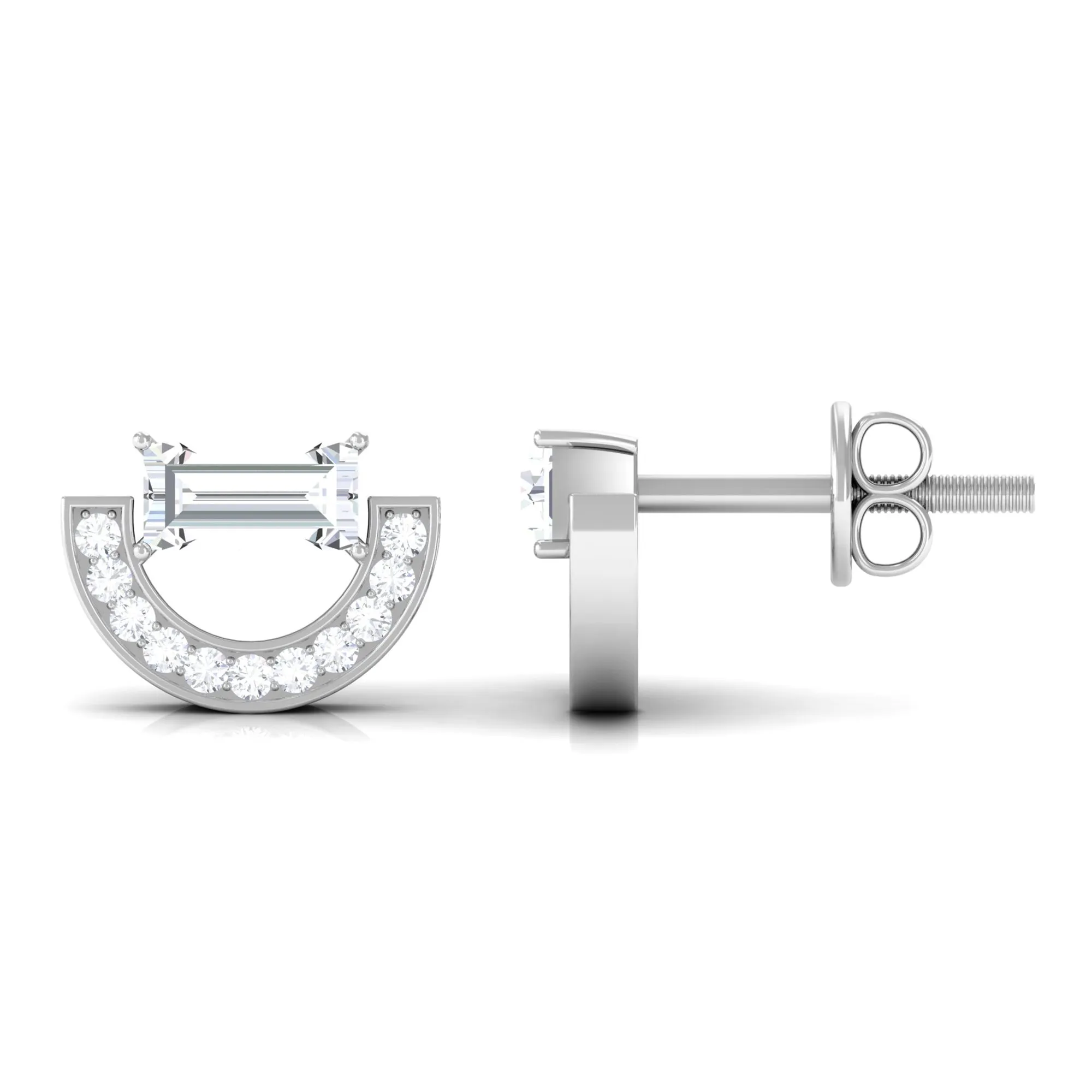 Cubic Zirconia Minimal Stud Earrings with Screw Back