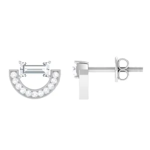 Cubic Zirconia Minimal Stud Earrings with Screw Back