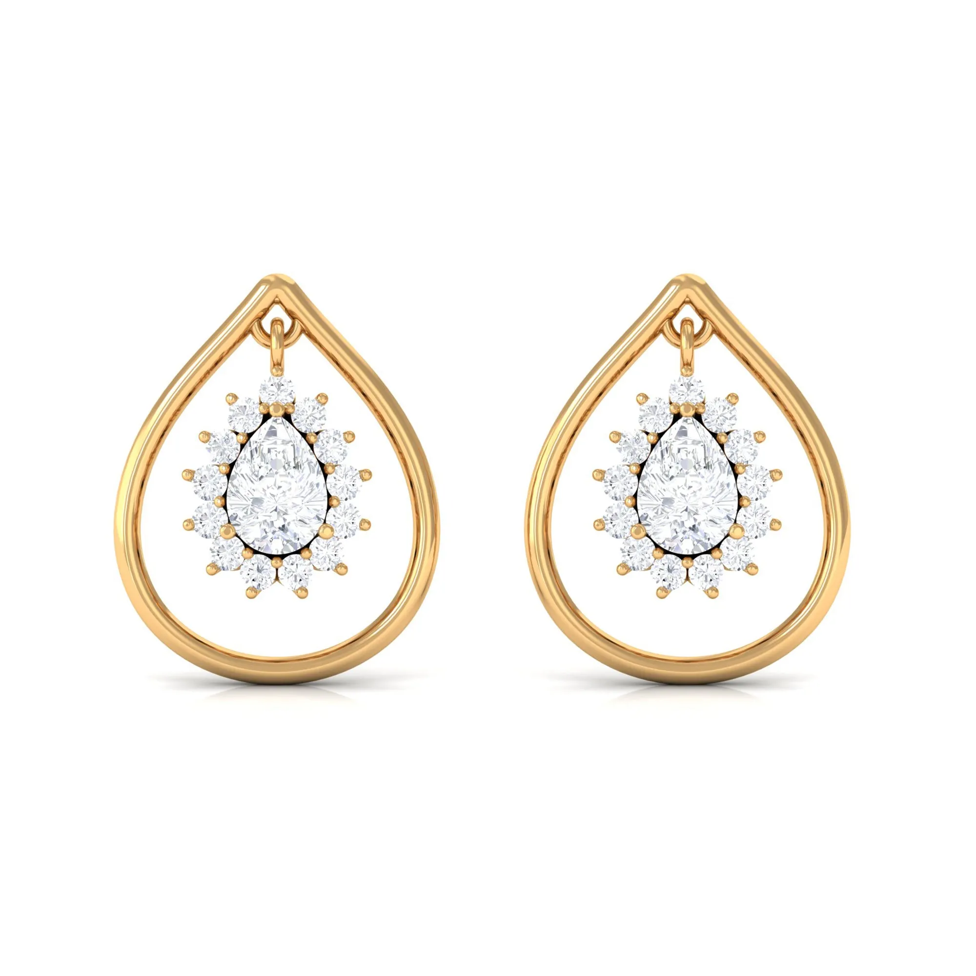 Cubic Zirconia Teardrop Halo Stud Earrings